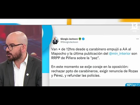Ministro Giorgio Jackson se refiere a polémicos tuits contra Carabineros. Tu Día, 2022