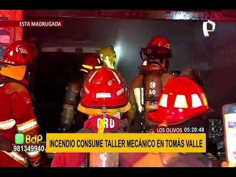 Los Olivos: voraz incendio consumió taller de mecánica en avenida Tomas Valle