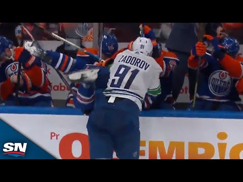 Canucks Nikita Zadorov Absolutely Levels Evander Kane Into Oilers Bench