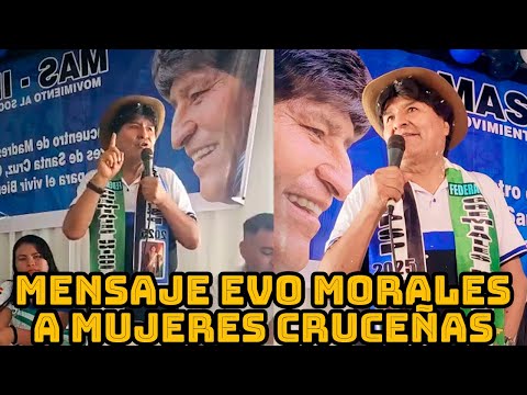 EVO MORALES FUE RECIBIDO POR UNA MULTITUD DE MUJERES EN SANTA CRUZ BOLIVIA..