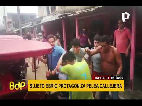 Tarapoto: sujeto en estado de ebriedad protagoniza violenta pelea callejera