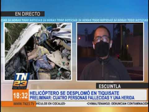 Un helicóptero con cinco personas a bordo se desplomó en Tiquisate, Escuintla