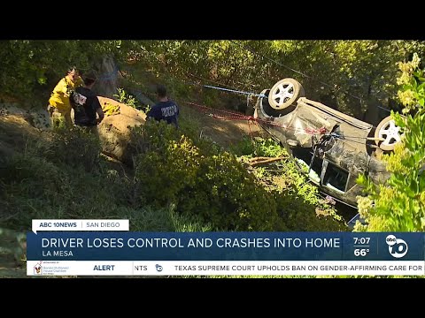 Driver loses control and crashes into home