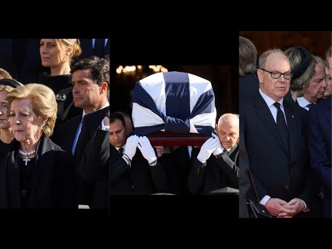 Obsèques Constantin II  Sa veuve Anne-Marie digne devant ses enfants en larmes, Albert de Monaco ému