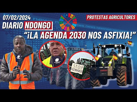 Ndongo se mete entre los tractores de los agricultores indignados contra Sánchez