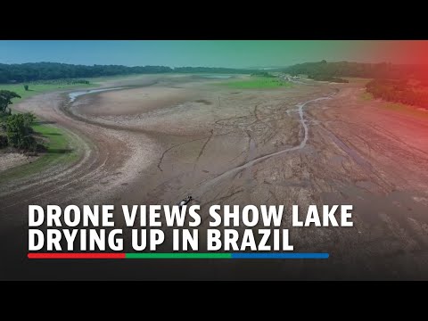 Drone views show lake drying up in Brazil