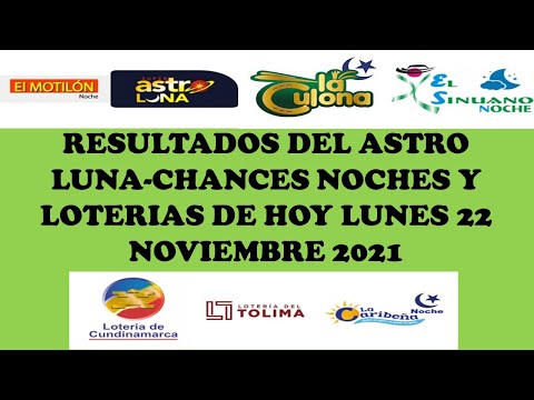 Resultados de las LOTERIAS de lunes 22 noviembre 2021 ASTRO LUNA LOTERIAS DE HOY RESULTADOS NOCHE
