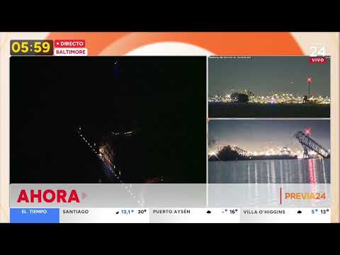 El impactante derrumbe de puente en Baltimore tras choque de barco | 24 Horas TVN Chile
