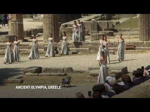 Rehearsal at Ancient Olympia ahead of Paris 2024 Olympics lighting ceremony