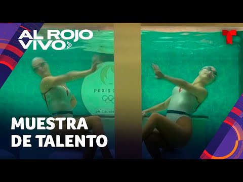 Nadadoras artísticas presumen su talento para promover los Juegos Olímpicos