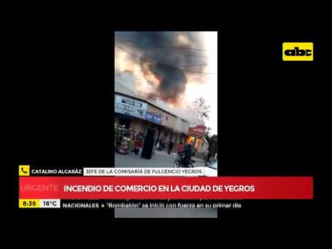 Incendio en un supermercado de Yegros