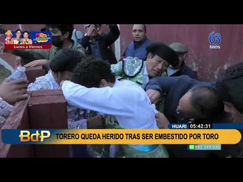 Torero queda herido tras ser embestido por toro en Huari