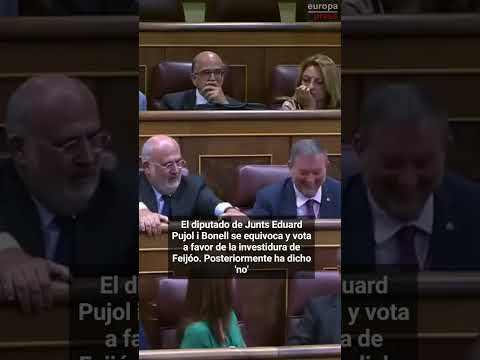 El diputado de Junts Eduard Pujol se equivoca y vota a favor de la investidura de Feijóo.