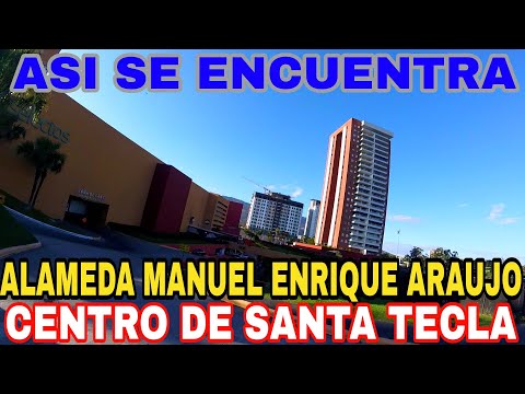 ASI SE ENCUENTRA LA ALAMEDA MANUEL ENRIQUE ARAUJO Y CENTRO DE SANTA TECLA.