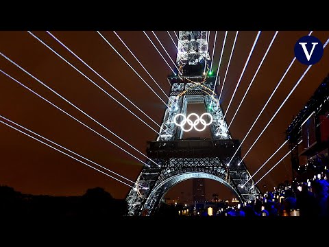 Impresionante espectáculo de luces en la torre Eiffel para la inauguración de los Juegos Olímpicos