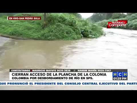 Se desborda el río de Piedras a la altura colonia Colombia en San Pedro Sula
