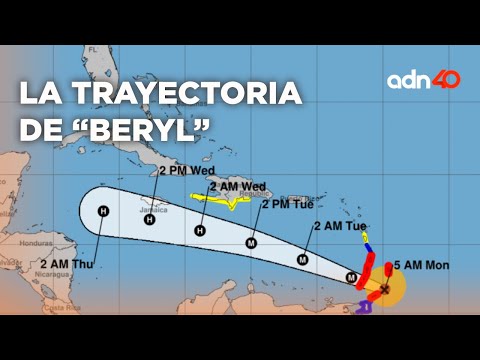 La trayectoria de “Beryl”, el primer huracán de categoría 4 de la temporada