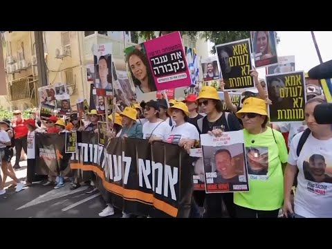 Mothers of hostages held in Gaza march in Tel Aviv