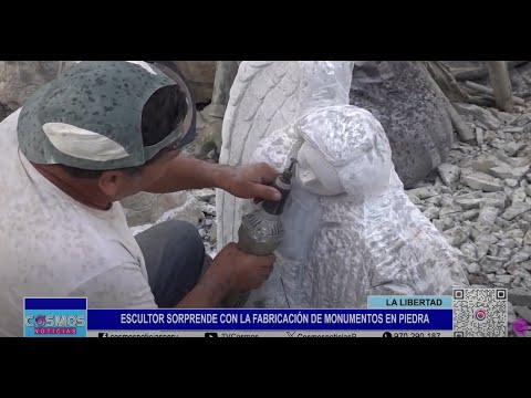 La Libertad: escultor sorprende con la fabricación de monumentos en piedra