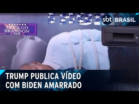 Trump publica vídeo controverso com representação de Biden amarrado | SBT Brasil (30/03/24)