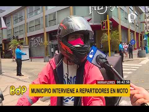 Miraflores: fiscalizan a repartidores en moto para constatar protocolos de bioseguridad
