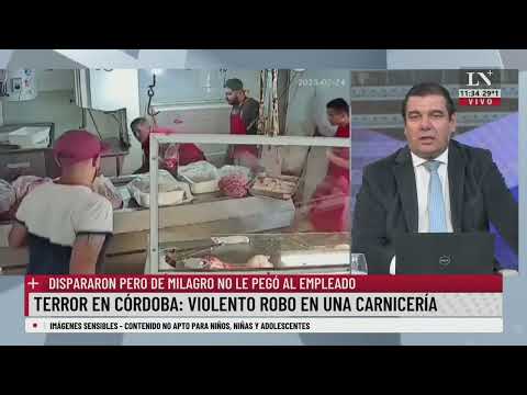Violento asalto en Córdoba: le dispararon a un empleado de la carnicería y logró esquivar la bala