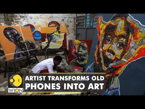 🌎Ivorian artist stitches old phones to create paintings | World Latest News | WION