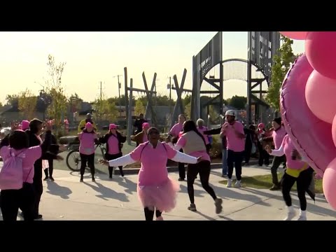 Pink on the Greenway community walk in Detroit