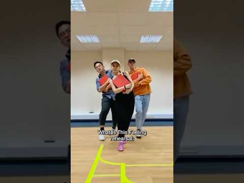 Ariana Grande rehearses for What Is This Feeling from Wicked movie