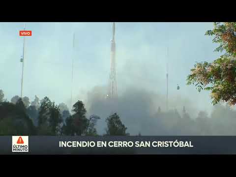Incendio en cerro San Cristóbal: bomberos trabajan en el lugar