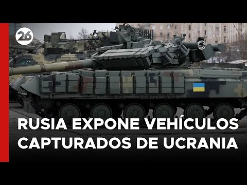Rusia expone vehículos capturados durante la invasión a Ucrania