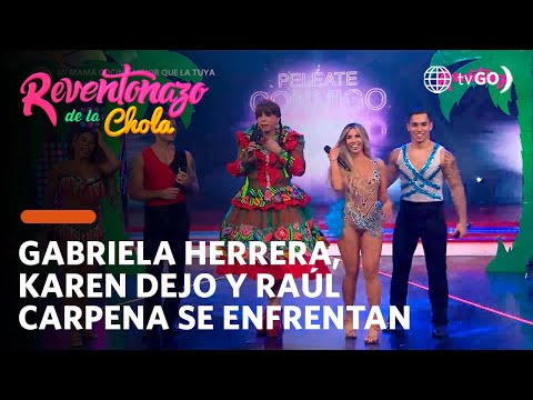 El Reventonazo de la Chola: Gabriela Herrera, Karen Dejo y Raúl Carpena en una competencia de baile