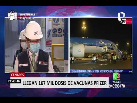 Pfizer: 117 mil vacunas llegaron a Perú a través de Covax Facility (1/2)