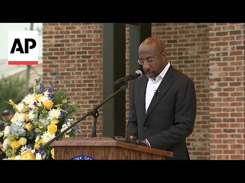 Senator Raphael Warnock speaks at Georgia vigil mourning victims of mass school shooting