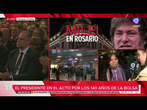 Simpatizantes de Javier Milei se reunieron en la Bolsa de Comercio de Rosario