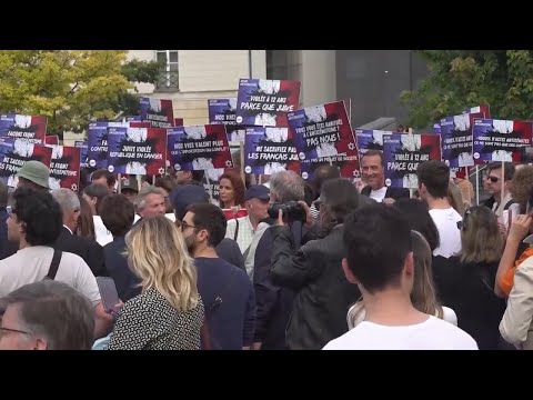 Hundreds of people gather at Bastille square in Paris to protest antisemitism