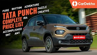 Tata Punch Price In India: Pure, Adventure, Accomplished, Creative | Rhythm, Dazzle Pack Pricing