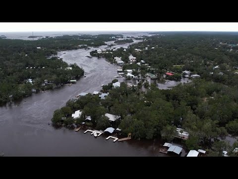 Aerial view shows major flooding after hurricane Idalia in Florida