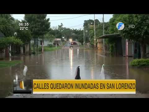 Calles y viviendas inundadas en barrio de San Lorenzo