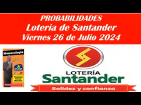 PROBABILIDADES de la LOTERIA de SANTANDER Hoy viernes 26 de julio 2024 #loteriademedellín