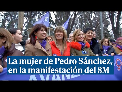 8M: La mujer de Pedro Sánchez, Begoña Gómez, asiste a la manifestación por el Día de la Mujer