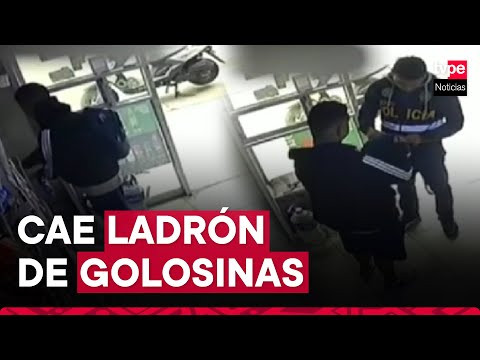 Sujeto robó golosinas en tienda y policía lo captura en la puerta del local