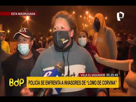 Lomo de Corvina: invasores se enfrentan con la Policía para evitar ser desalojados
