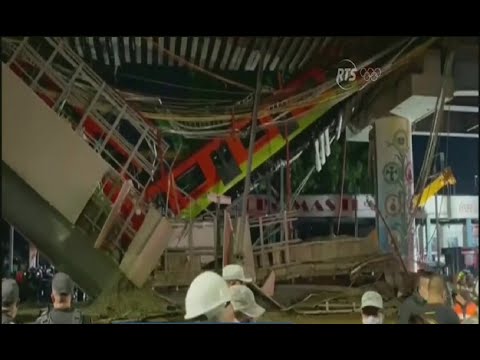 La viga de un puente del Metro de Ciudad de México se derrumbó