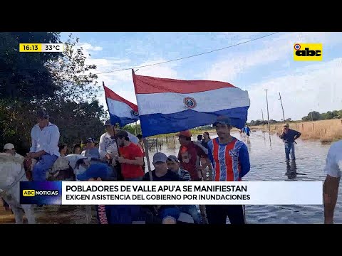 Ñeembucú: pobladores de Valle Apu’a se manifiestan en medio de la inundación