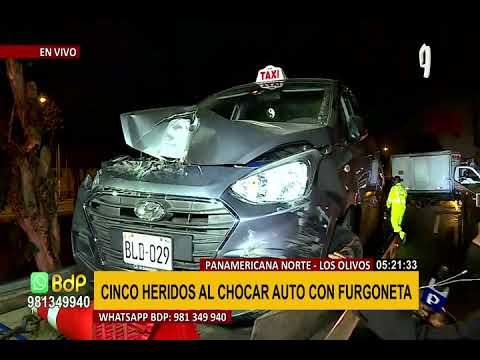 Los Olivos: al menos cinco heridos tras choque entre auto y furgoneta