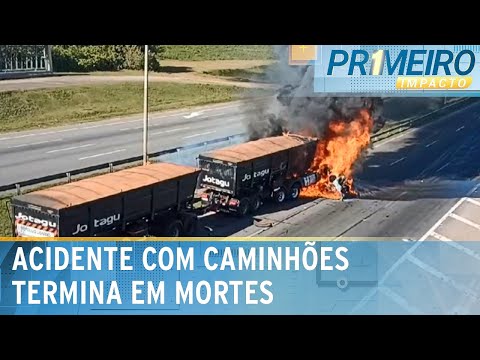 Dois morrem após carro e caminhão pegarem fogo em acidente na Grande SP |Primeiro Impacto (20/06/24)