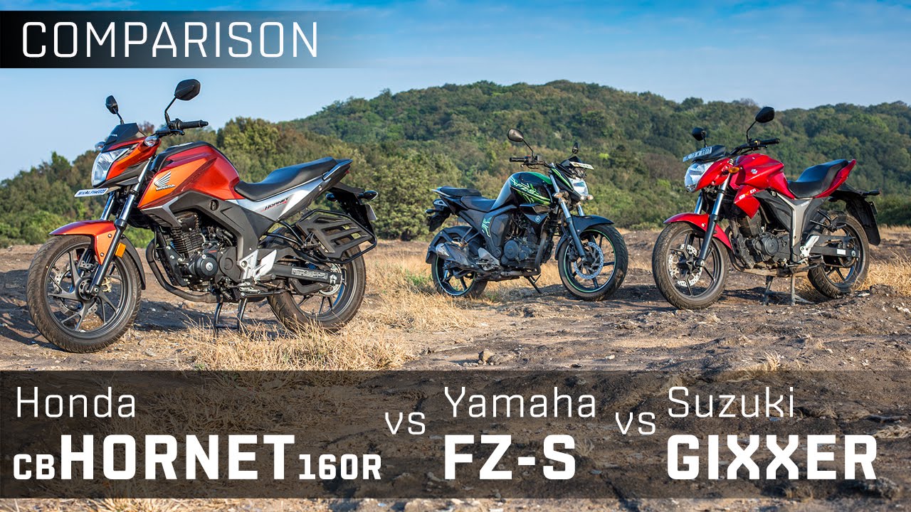 Yamaha FZ-S V2.0 vs Suzuki Gixxer vs Honda CB Hornet 160R :: Comparison Review 