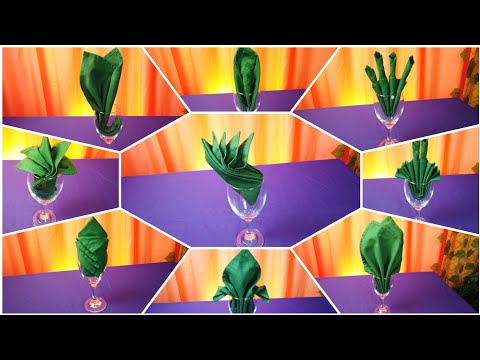 10 BEAUTIFUL NAPKIN FOLDING WITH THE GLASS