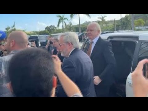 Assange arrives at court in Northern Mariana Islands